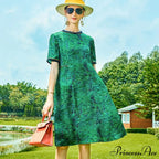 O neck Loose Printed Flowers Dress