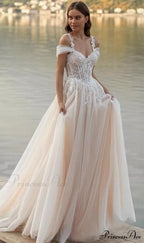 Off-Shoulder A-Line Transparent Bridal Gown