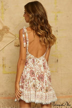 Off Shoulder Backless Printed Dress