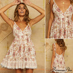 Off Shoulder Backless Printed Dress