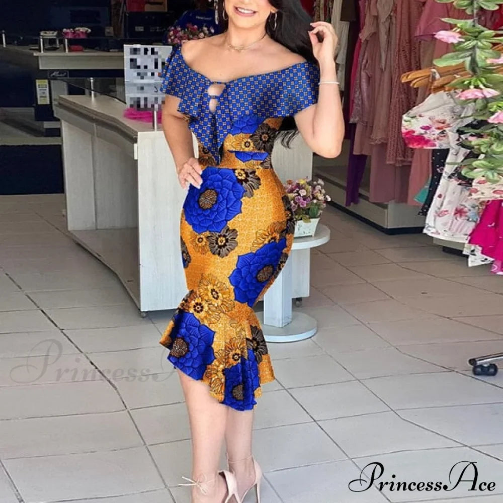 Off Shoulder Bodycon Mermaid Ruffle Dress