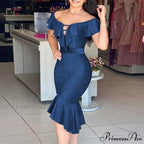 Off Shoulder Bodycon Mermaid Ruffle Dress