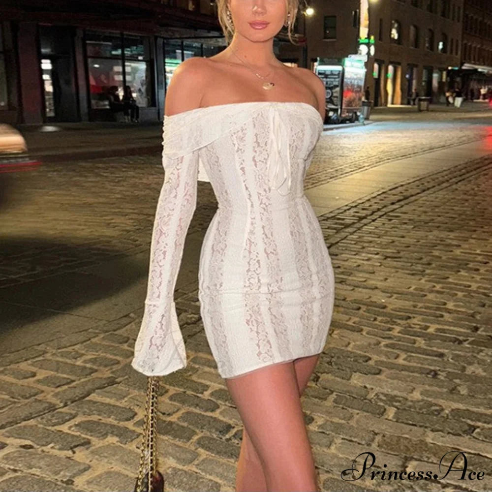 Off-Shoulder Bow Gathered Mini Dress