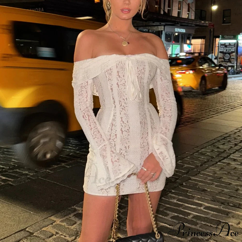 Off-Shoulder Bow Gathered Mini Dress