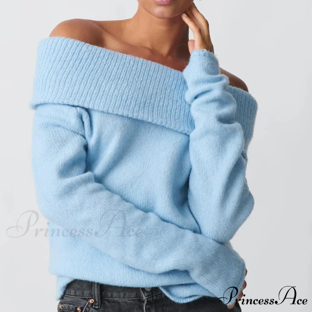 Off Shoulder Cropped Stylish Slouchy Knit Pullover Top