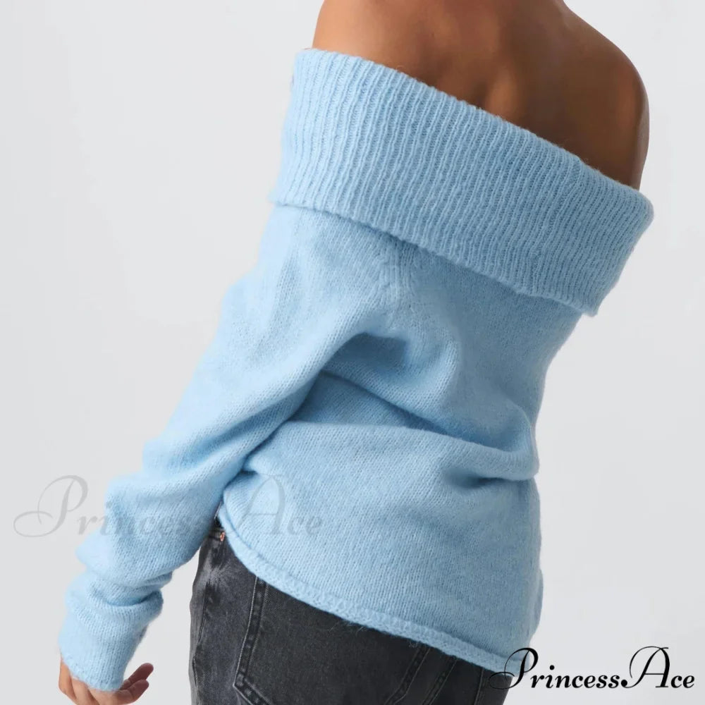 Off Shoulder Cropped Stylish Slouchy Knit Pullover Top