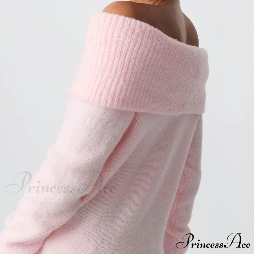 Off Shoulder Cropped Stylish Slouchy Knit Pullover Top