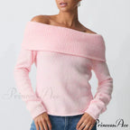Off Shoulder Cropped Stylish Slouchy Knit Pullover Top
