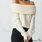 Off Shoulder Cropped Stylish Slouchy Knit Pullover Top
