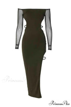 Off-Shoulder Cut Out Slit Irregular Dress