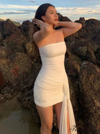 Off-Shoulder Dual Layer Short Dress