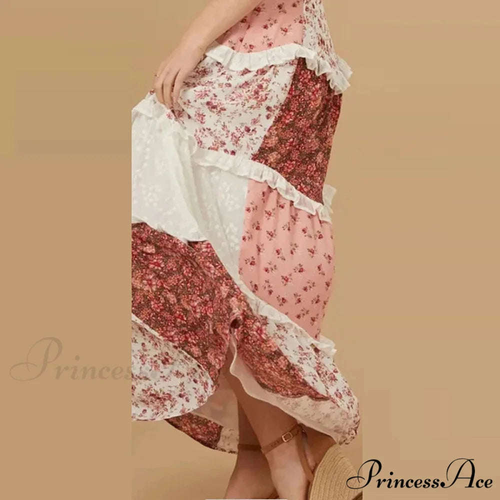 Off-Shoulder Elevated Waist Pleated Floral Dress