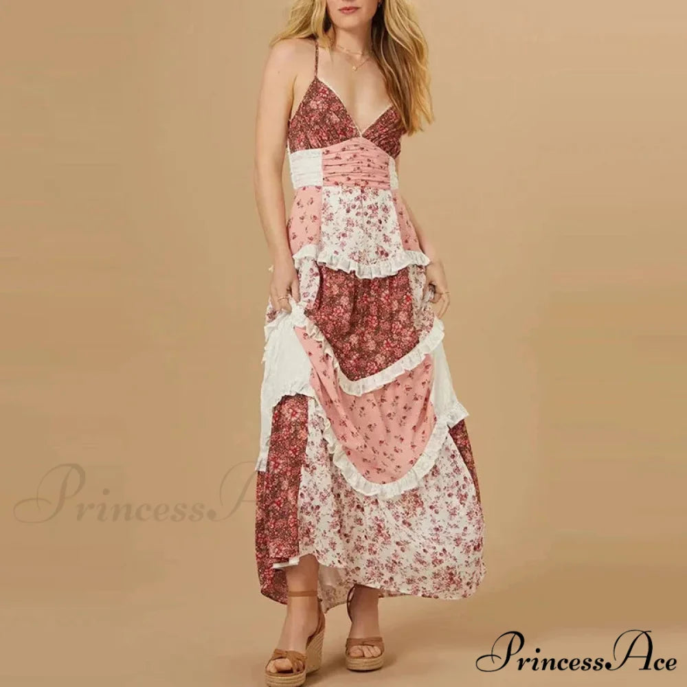 Off-Shoulder Elevated Waist Pleated Floral Dress