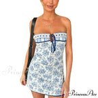 Off Shoulder Floral Print Lace-Up Boho Dress