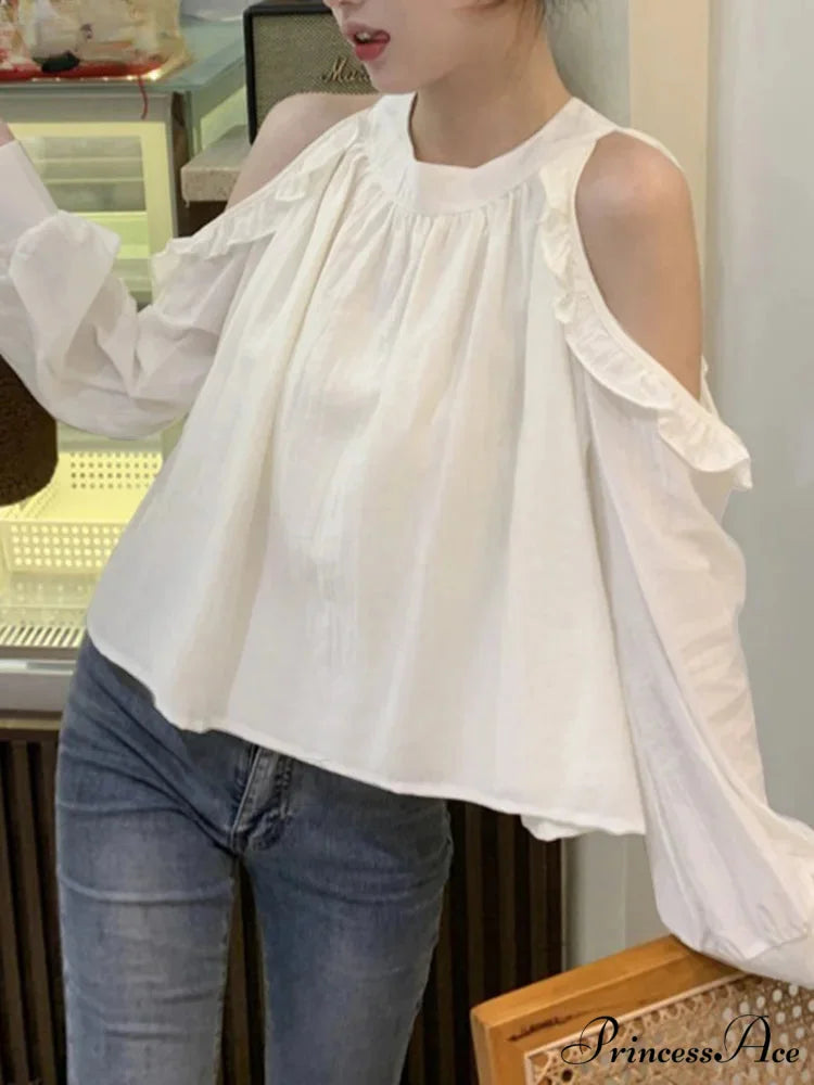 Off-Shoulder Frilled Monochrome Top