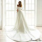 Off-Shoulder Glossy Train Wedding Gown