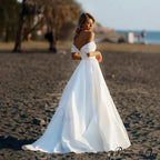 Off-Shoulder Glossy Transparent Wedding Gown