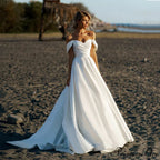 Off-Shoulder Glossy Transparent Wedding Gown