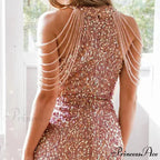 Off Shoulder Gold Sequin Short Party Bodycon Dress