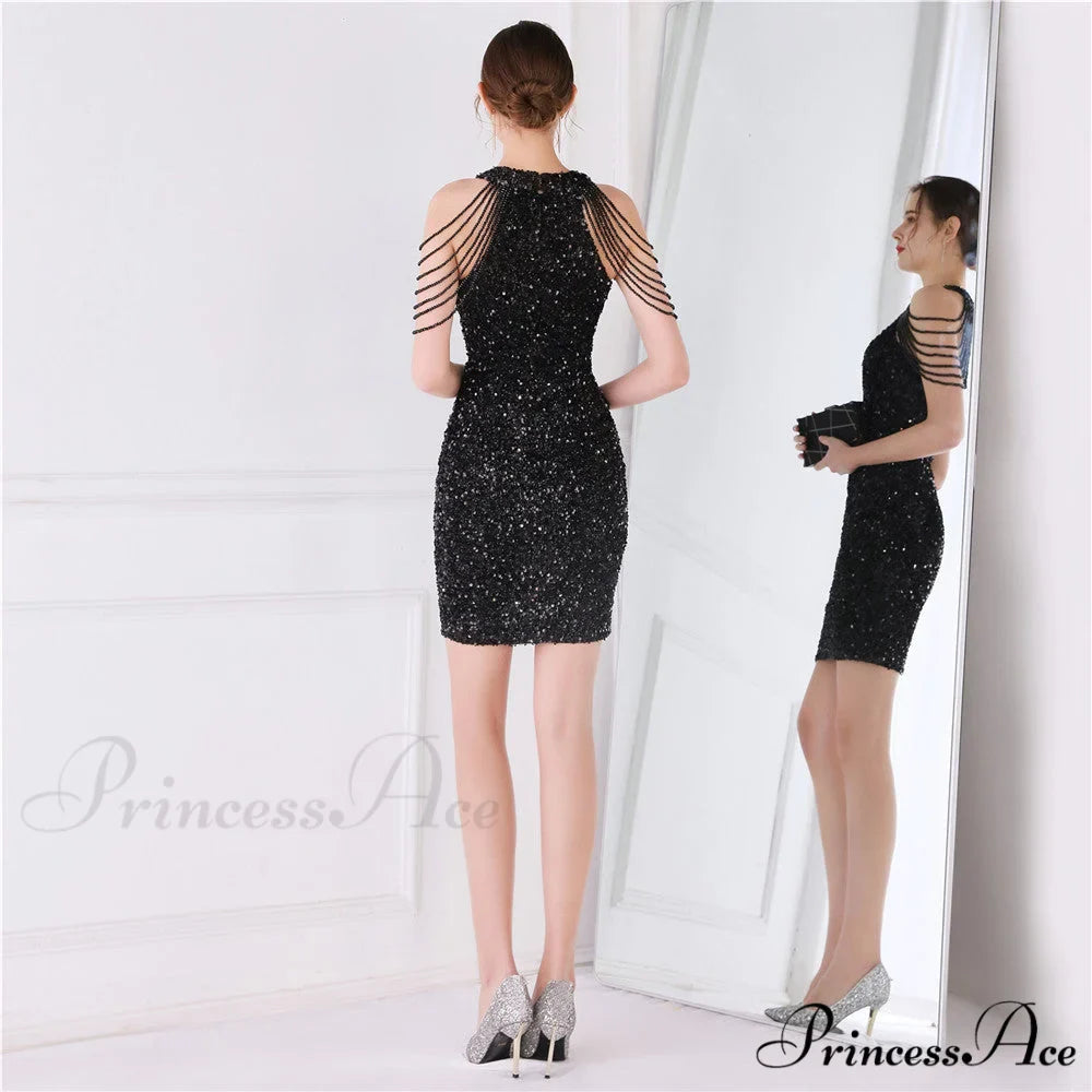 Off Shoulder Gold Sequin Short Party Bodycon Dress