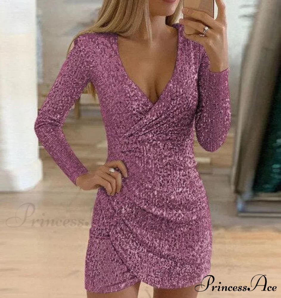 Off Shoulder Gold Sequin Short Party Bodycon Dress