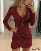 Off Shoulder Gold Sequin Short Party Bodycon Dress