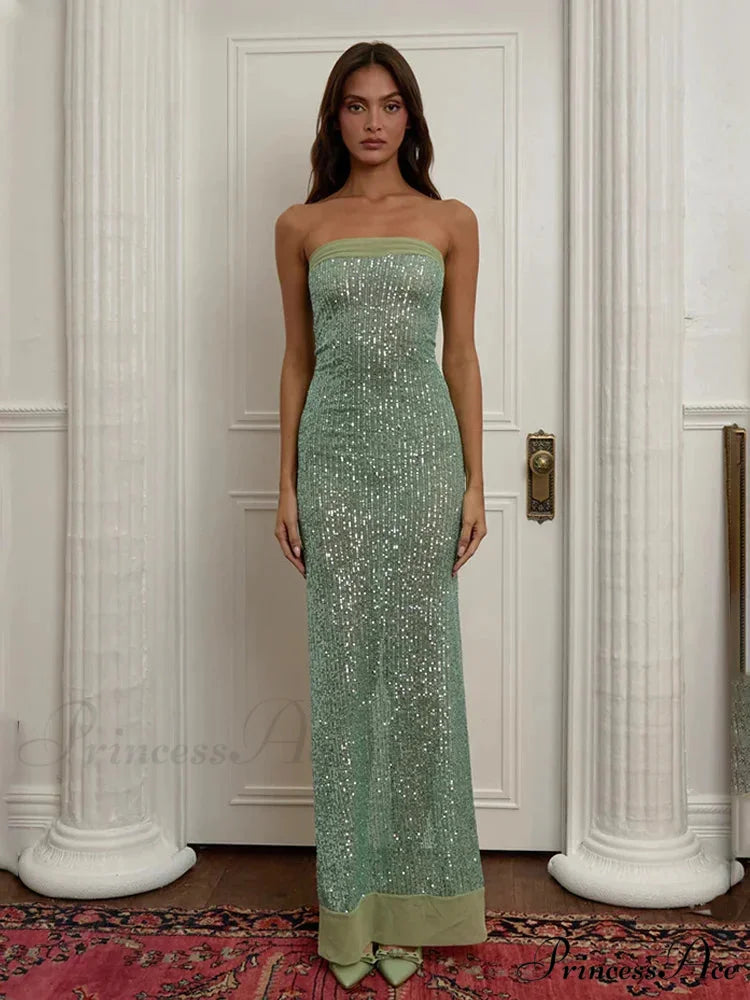 Off-shoulder High Split Sequin Party Dress