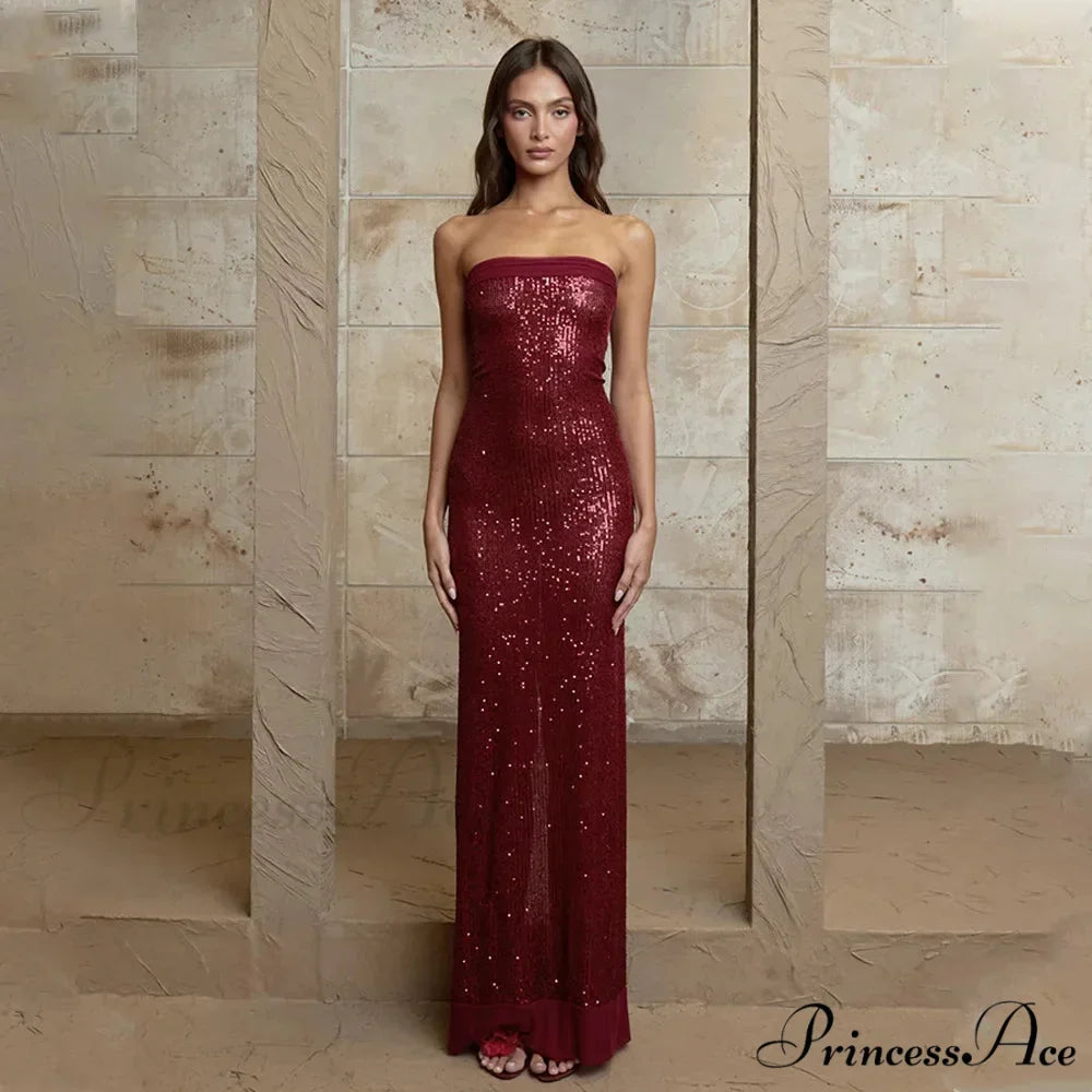 Off-shoulder High Split Sequin Party Dress