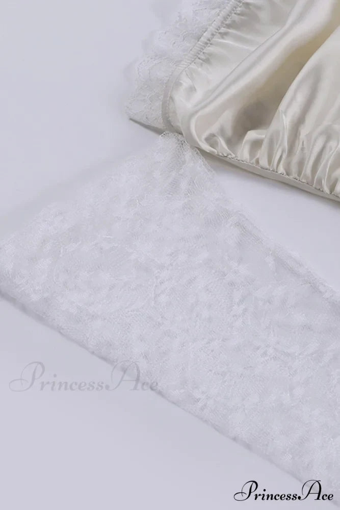 Off Shoulder Lace Sleeve Satin Ruched Dress