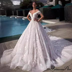 Off-Shoulder Majestic Elegance Wedding Gown