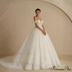 Off-Shoulder Majestic Elegance Wedding Gown