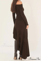 Off Shoulder Ruffle Hem Knit Dress