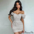 Off-Shoulder Ruffled Short Dress
