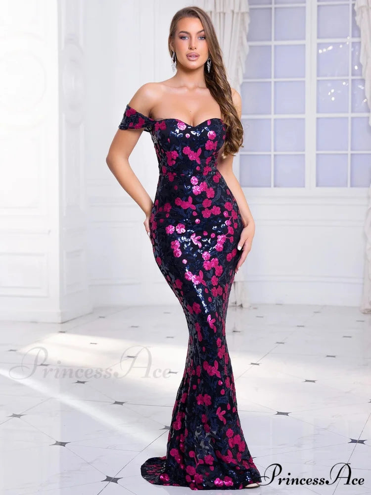 Off-Shoulder Sequin Party Dress