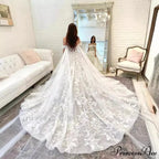 Off-Shoulder Silk Extended Train Wedding Gown