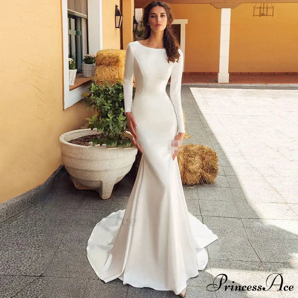 Off-Shoulder Silk Trumpet Bridal Gown