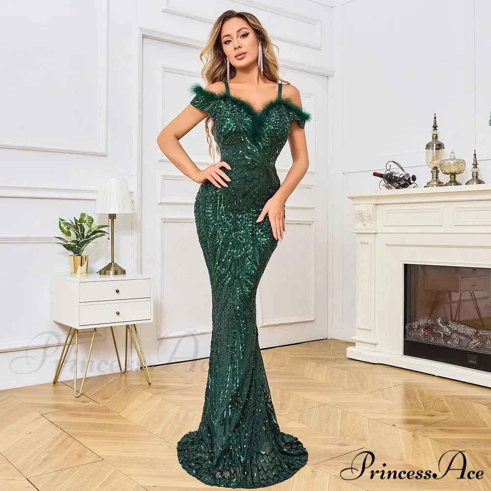 Off-Shoulder Sparkling Party Dress