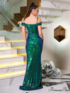 Off-Shoulder Split Maxi Party Dress