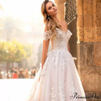 Off-Shoulder Starry Transparent Bridal Gown