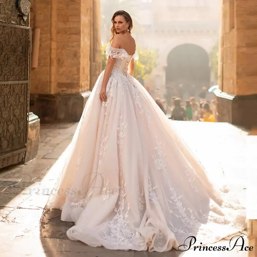 Off-Shoulder Starry Transparent Bridal Gown