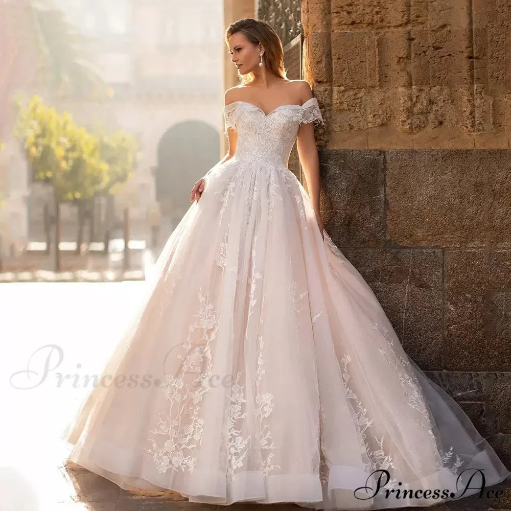 Off-Shoulder Starry Transparent Bridal Gown