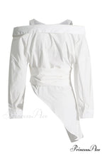 Off Shoulder Striped Blouse with Irregular Long Sleeves