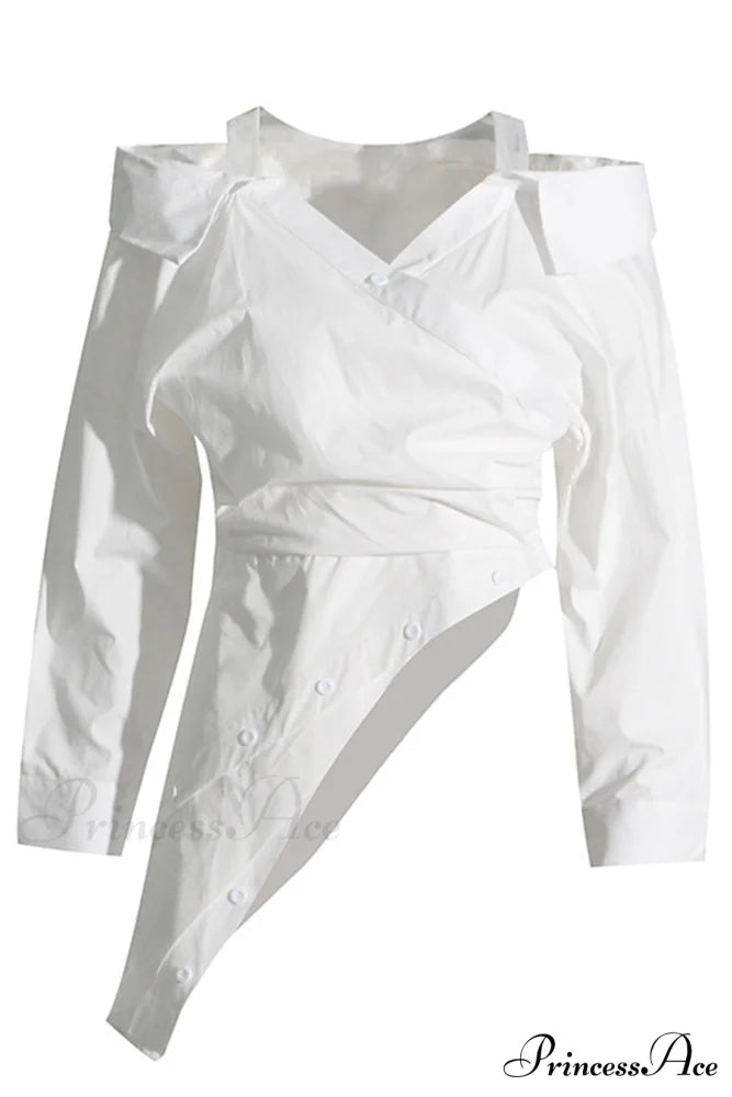 Off Shoulder Striped Blouse with Irregular Long Sleeves