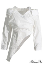 Off Shoulder Striped Blouse with Irregular Long Sleeves