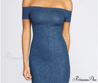 Off Shoulder Stylish Glitter Mini Dress