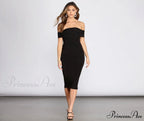 Off Shoulder Stylish Ruched Midi Dress