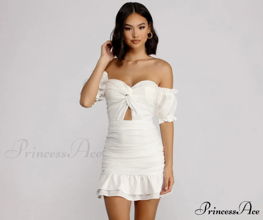Off Shoulder Stylish Ruffle Mini Dress