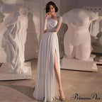 Off-Shoulder Tall Split Long Gown Marriage Attire