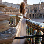 Off-Shoulder Transparent A-Line Wedding Gown