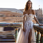 Off-Shoulder Transparent A-Line Wedding Gown